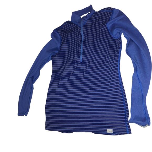 Patagonia Capilene 3 Zip Neck Top Blue Stripe Long Sleeve Women’s Size XS - Picture 6 of 12